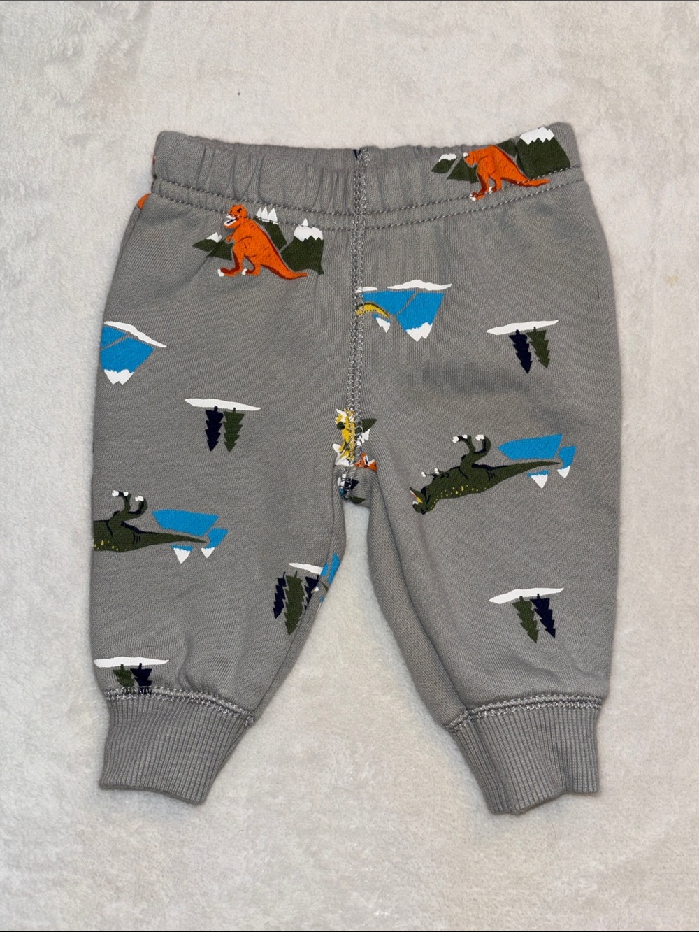 (3 for $10) carters gray Dino-Print Joggers Pants with Orange & Green Accents